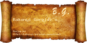 Bakonyi Gorgiás névjegykártya